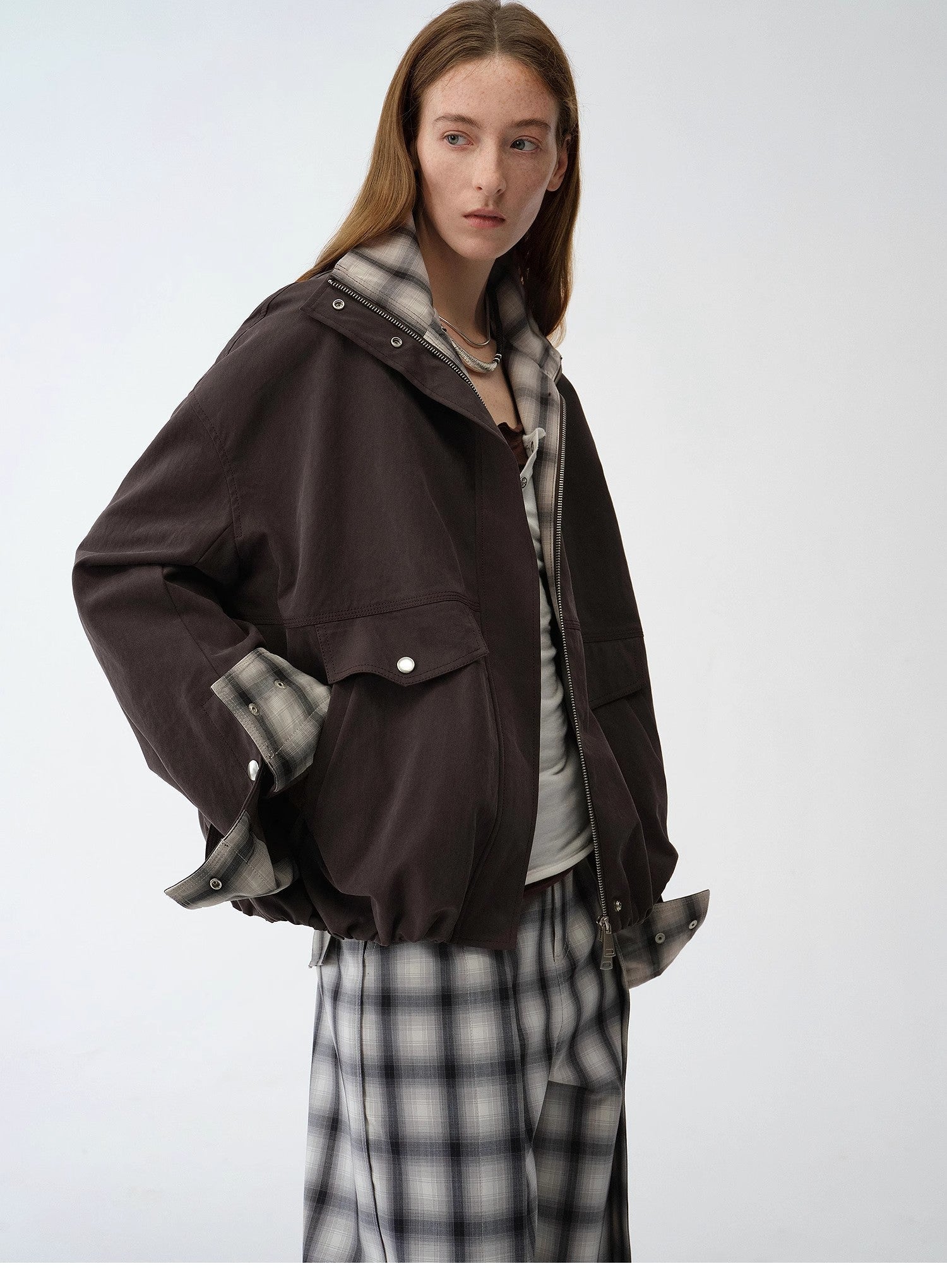 Fireladyfur Women's Retro Plaid Cotton Short Jacket | Loose Fit "Monsoon Climate" - variant_title