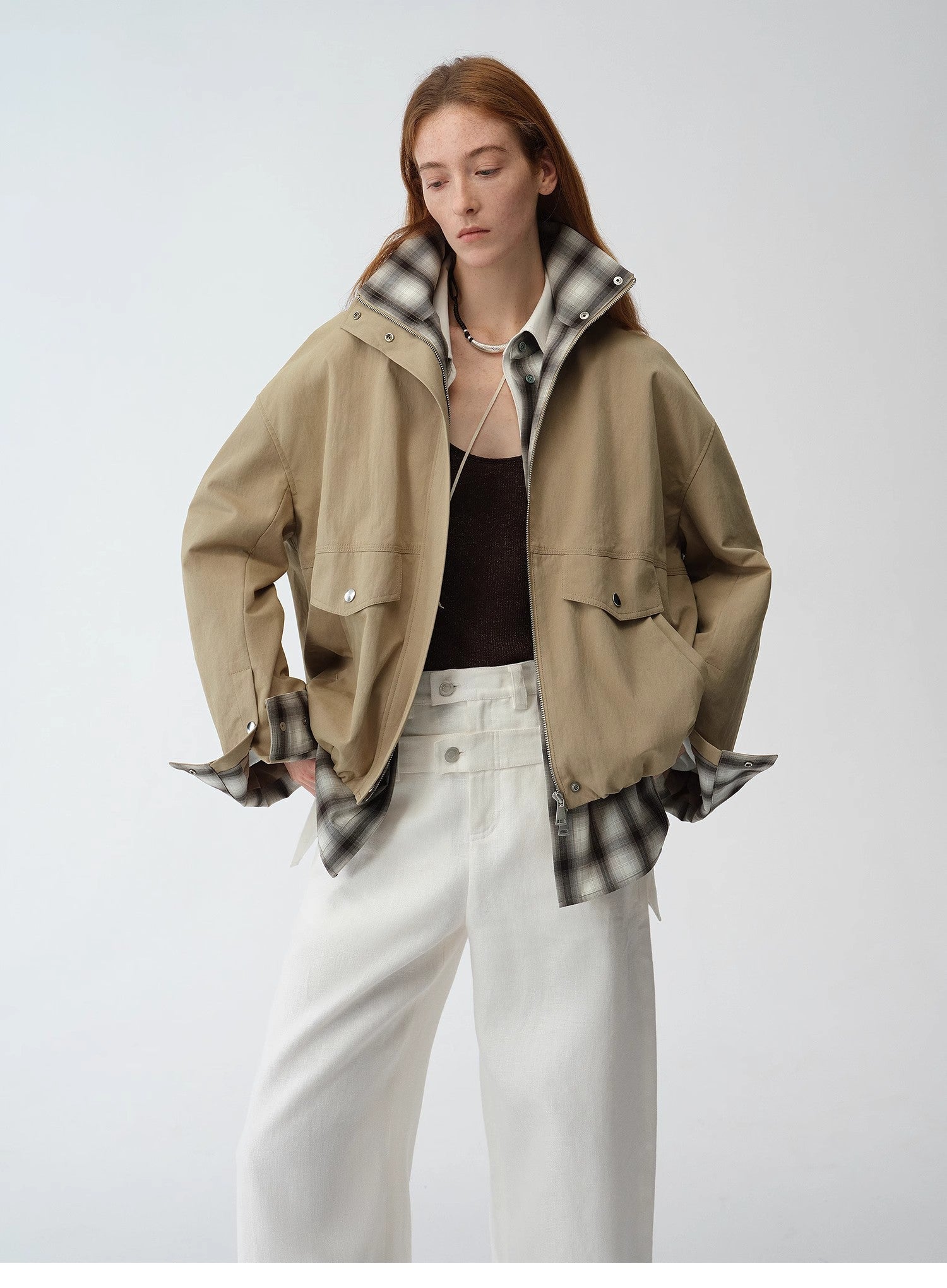 Fireladyfur Women's Retro Plaid Cotton Short Jacket | Loose Fit "Monsoon Climate" - variant_title