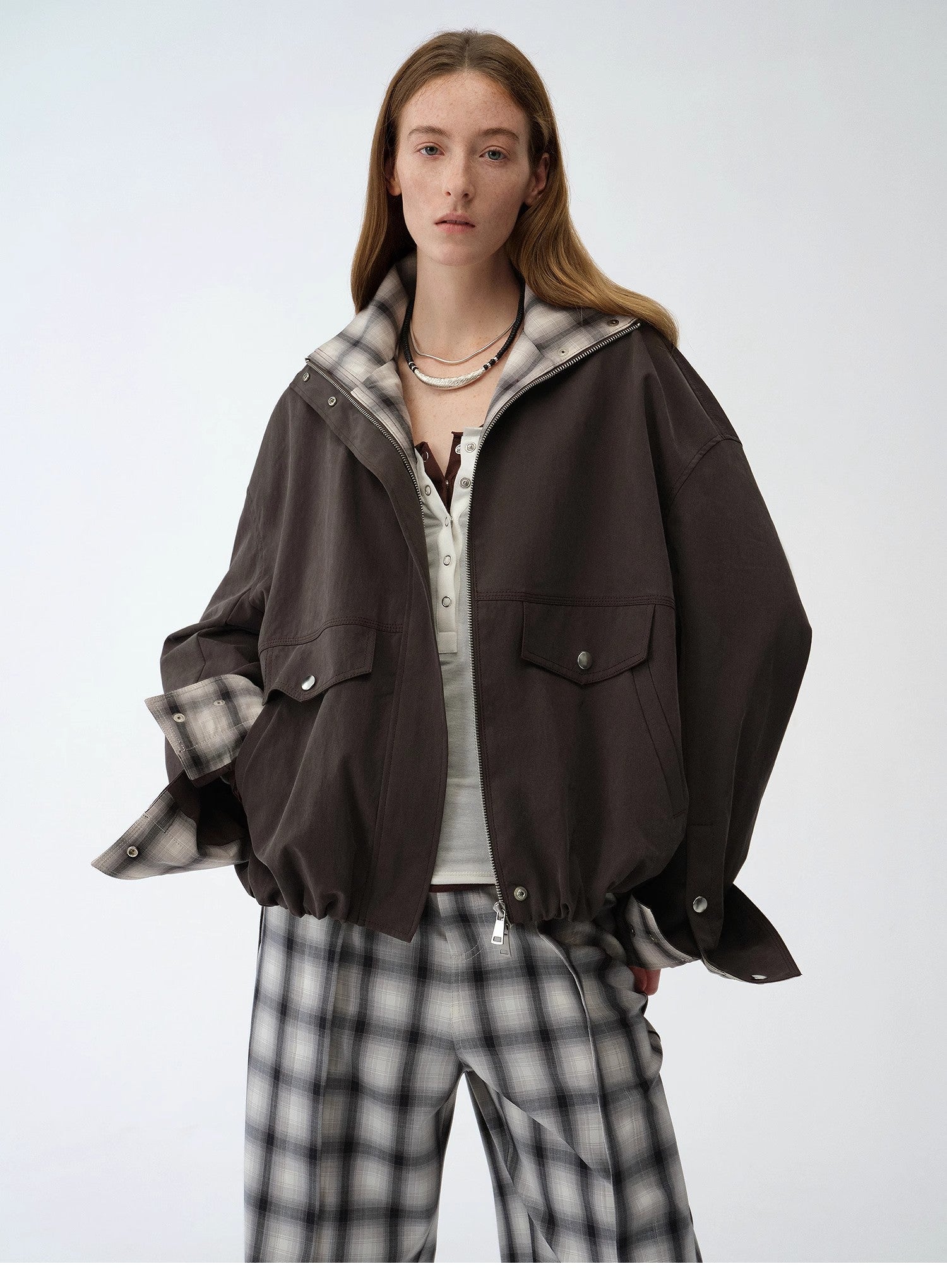 Fireladyfur Women's Retro Plaid Cotton Short Jacket | Loose Fit "Monsoon Climate" - variant_title