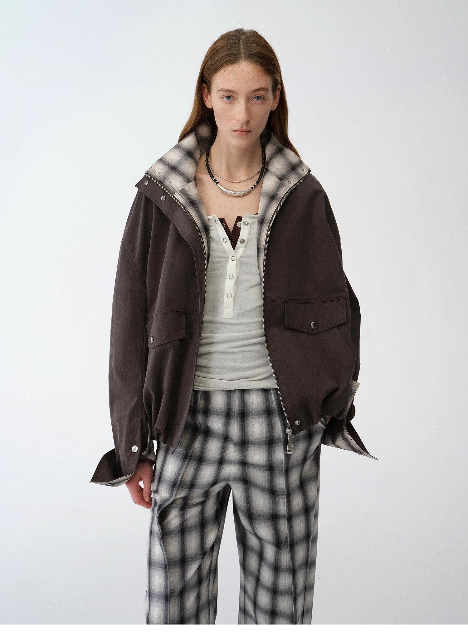 Fireladyfur Women's Retro Plaid Cotton Short Jacket | Loose Fit "Monsoon Climate" - variant_title