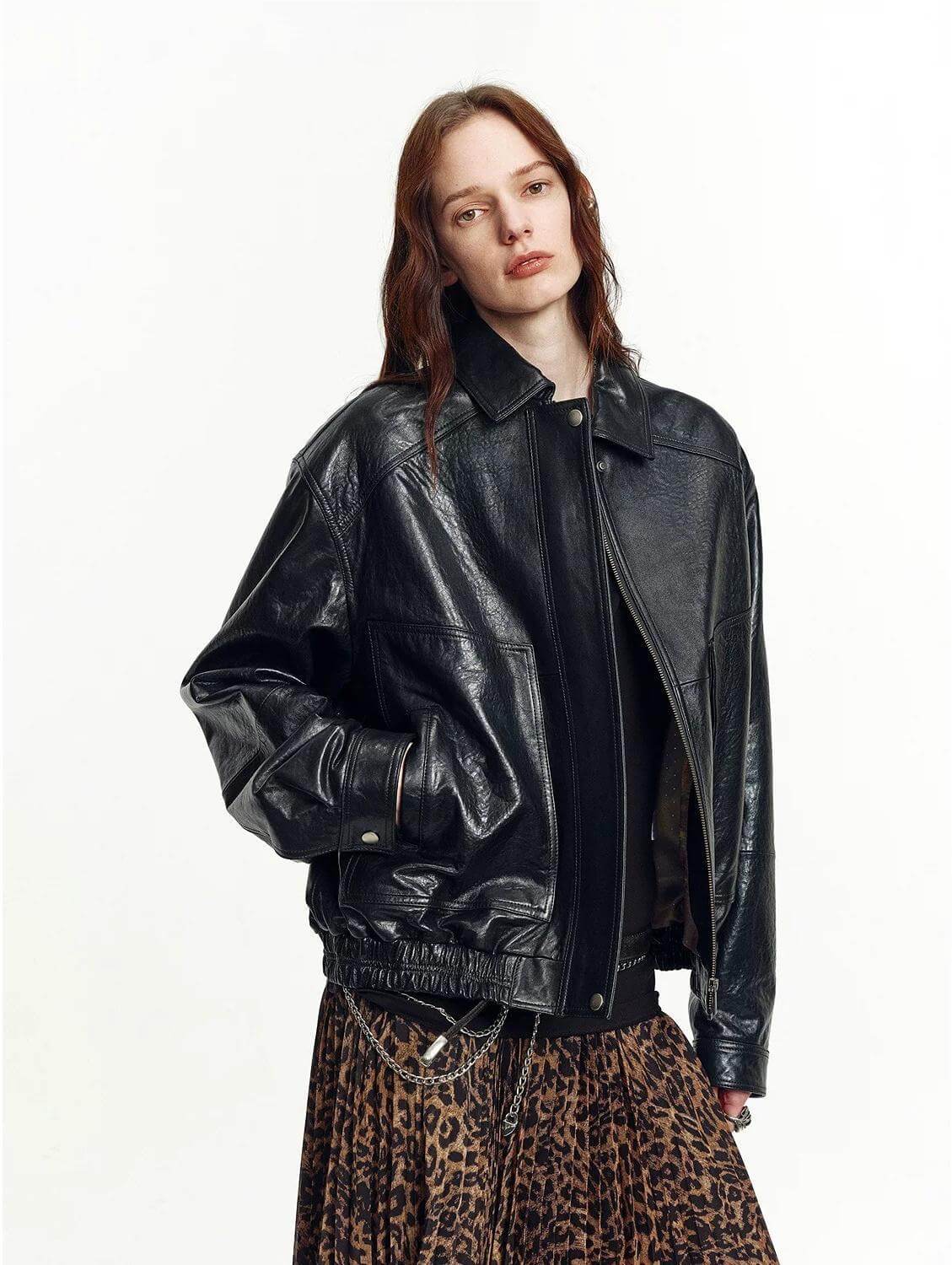 Fireladyfur Women's Retro Work Jacket in Waxed Leather "Fashionable Luke"Firelady Fur