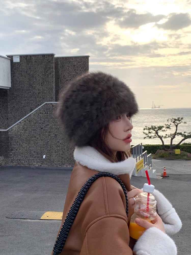 Fireladyfur Women's Reversible Genuine Mink Fur Knit Winter Hat - variant_title