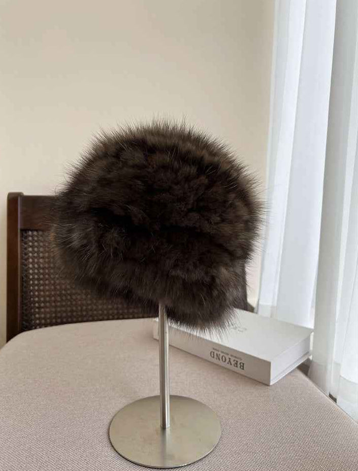 Fireladyfur Women's Reversible Genuine Mink Fur Knit Winter Hat - variant_title