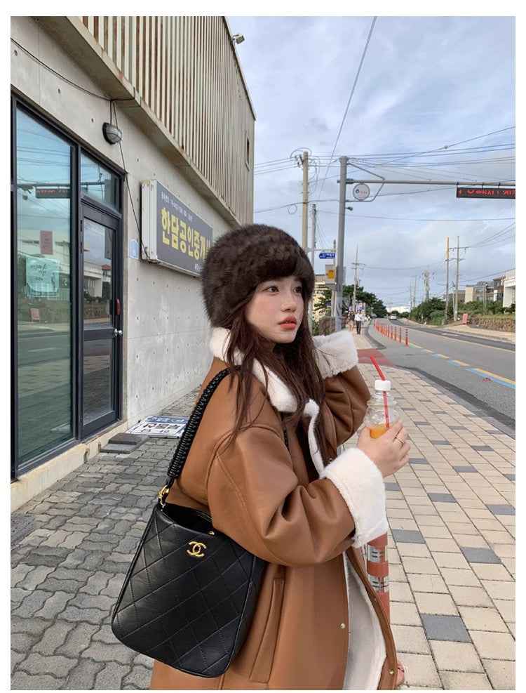 Fireladyfur Women's Reversible Genuine Mink Fur Knit Winter Hat - variant_title