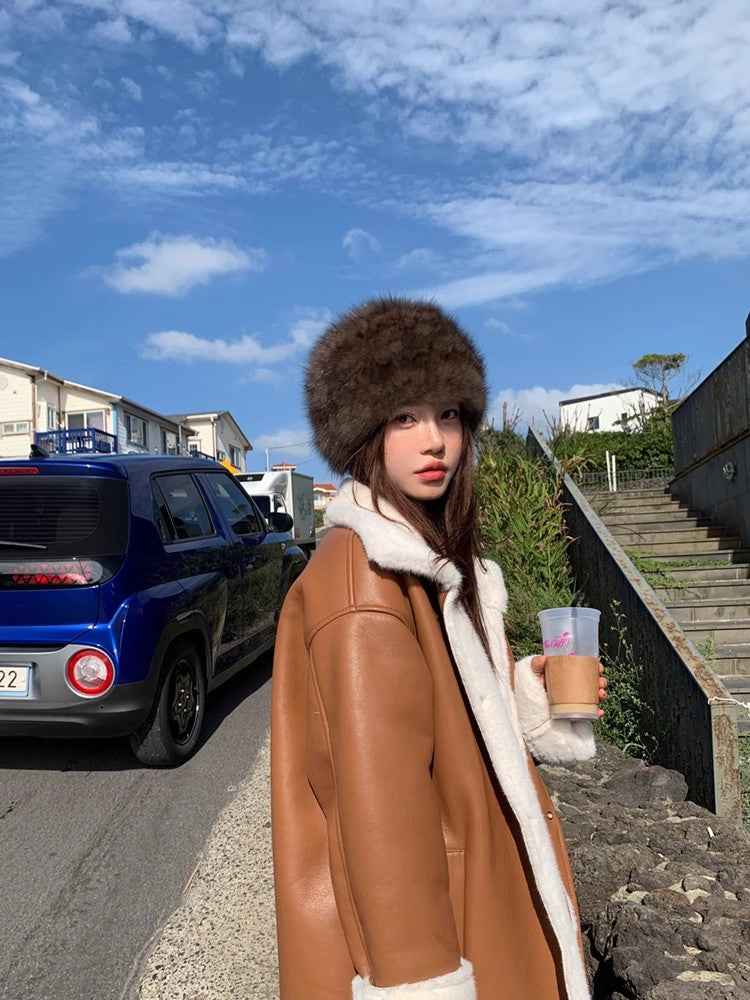 Fireladyfur Women's Reversible Genuine Mink Fur Knit Winter Hat - variant_title