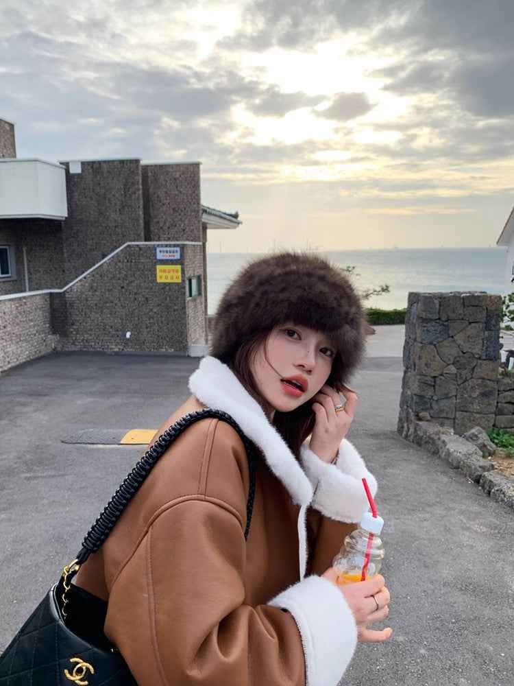 Fireladyfur Women's Reversible Genuine Mink Fur Knit Winter Hat - variant_title