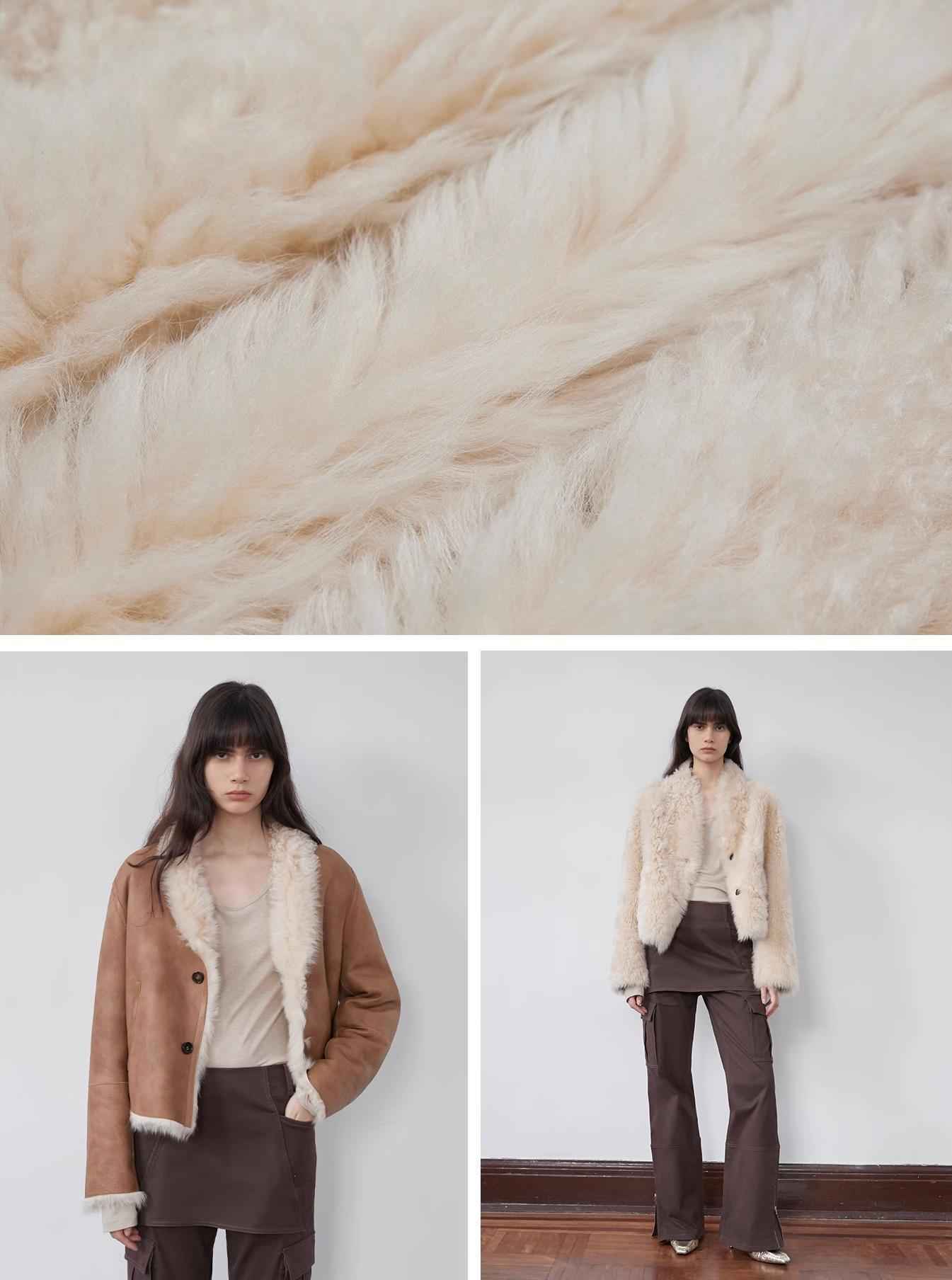 Fireladyfur Women's Reversible Standing Collar Tuscan Sheepskin Coat“Beethoven's Night” - variant_title