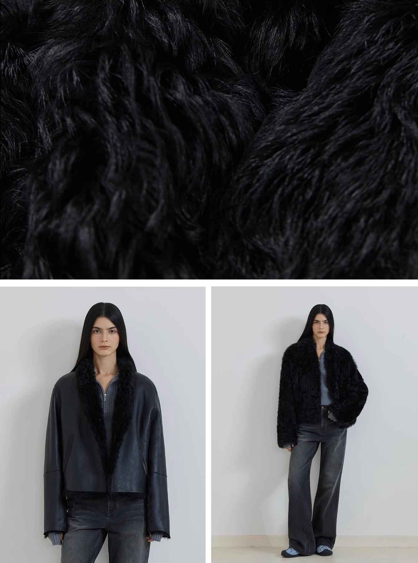 Fireladyfur Women's Reversible Standing Collar Tuscan Sheepskin Coat“Beethoven's Night” - variant_title
