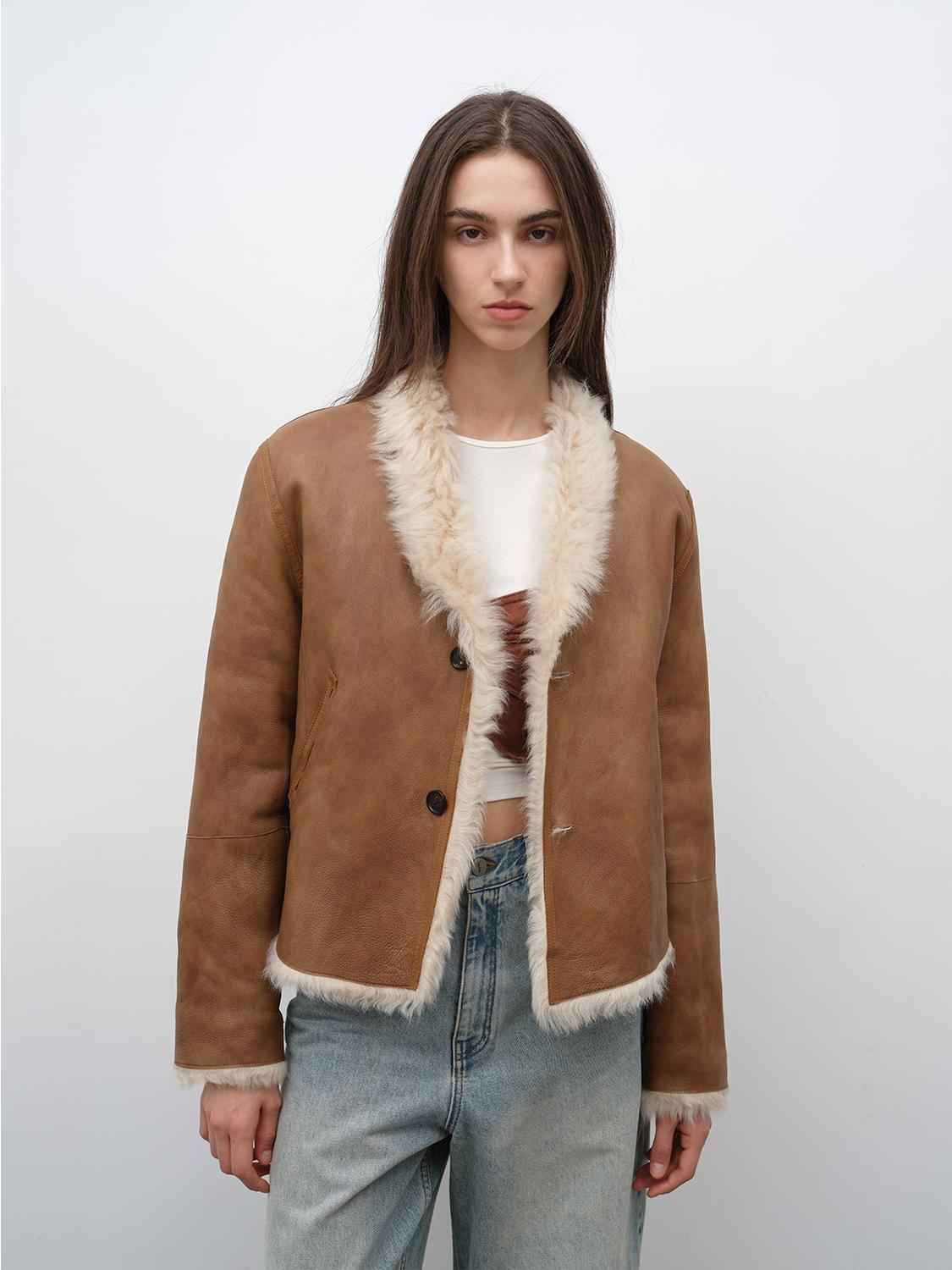 Fireladyfur Women's Reversible Standing Collar Tuscan Sheepskin Coat“Beethoven's Night” - variant_title