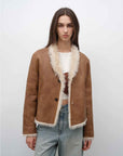 Fireladyfur Women's Reversible Standing Collar Tuscan Sheepskin Coat“Beethoven's Night” - variant_title