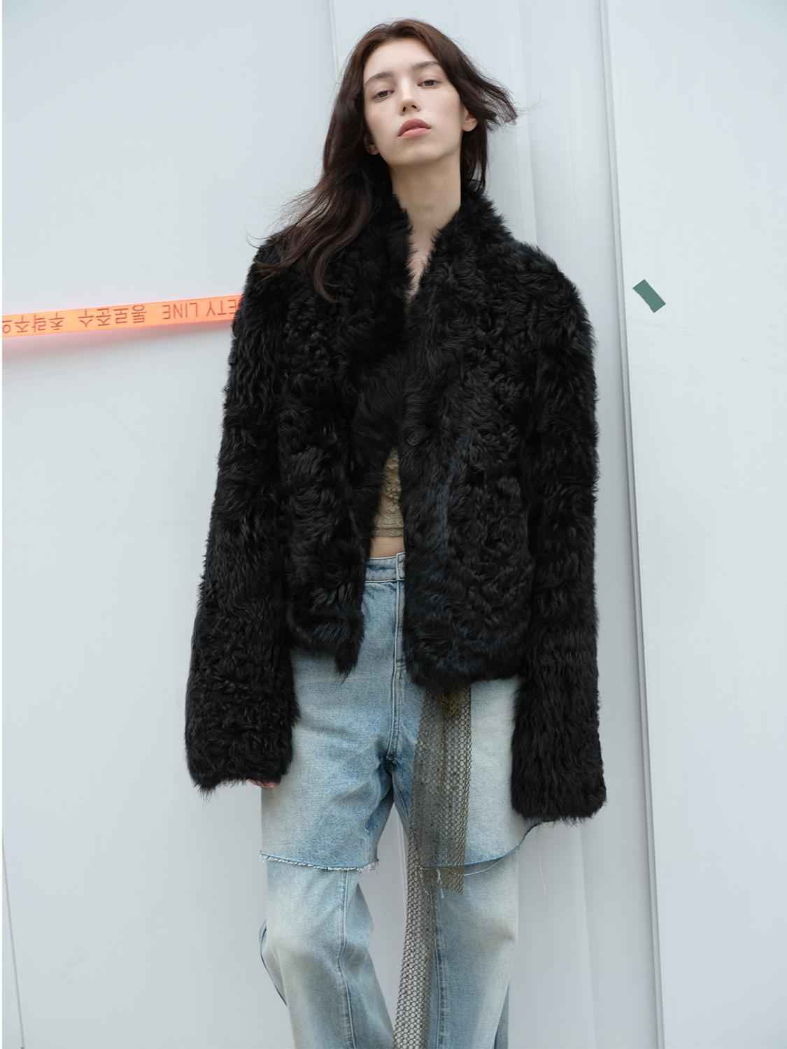 Fireladyfur Women's Reversible Standing Collar Tuscan Sheepskin Coat“Beethoven's Night” - variant_title