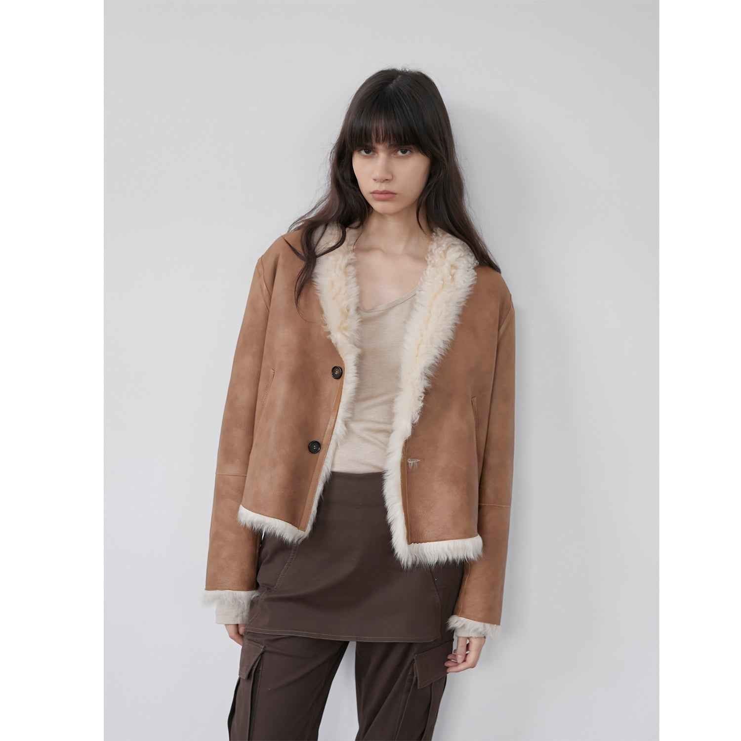 Fireladyfur Women's Reversible Standing Collar Tuscan Sheepskin Coat“Beethoven's Night” - variant_title