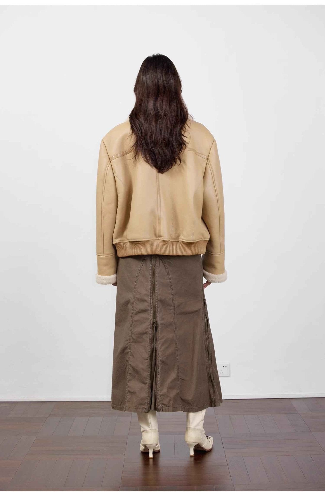 Fireladyfur Women's Shearling Coat - Casual Motorcycle Style Imported Merino Wool - variant_title