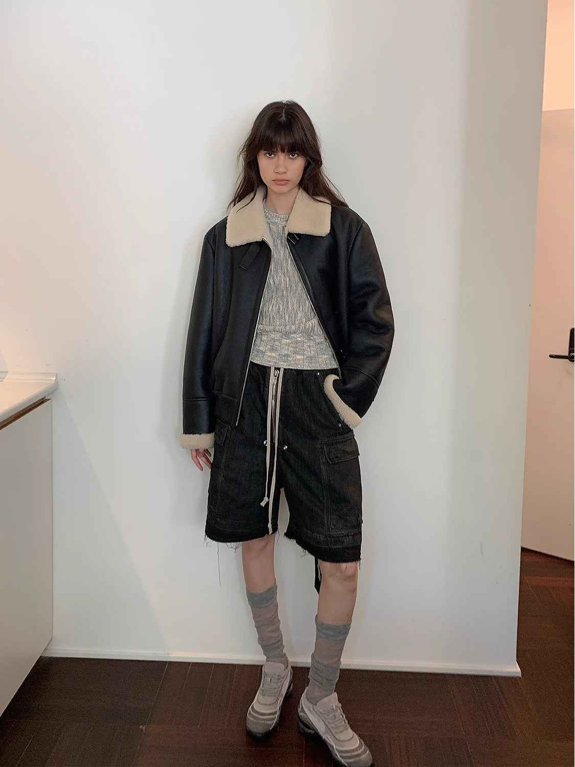 Fireladyfur Women's Shearling Coat - Casual Motorcycle Style Imported Merino Wool - variant_title