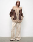 Fireladyfur Women's Shearling Coat - Drop Shoulder Hooded Merino Wool Winter Jacket - variant_title