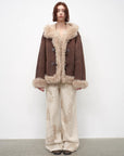 Fireladyfur Women's Shearling Coat - Drop Shoulder Hooded Merino Wool Winter Jacket - variant_title