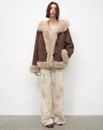 Fireladyfur Women's Shearling Coat - Drop Shoulder Hooded Merino Wool Winter Jacket - variant_title