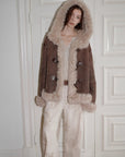 Fireladyfur Women's Shearling Coat - Drop Shoulder Hooded Merino Wool Winter Jacket - variant_title