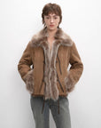 Fireladyfur Women's Shearling Coat - Imported Merino Wool Patchwork Fox Fur Collar Florence - variant_title