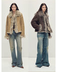 Fireladyfur Women's Shearling Coat - Imported Merino Wool Patchwork Fox Fur Collar Florence