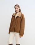 Fireladyfur Women's Shearling Coat - Merino Wool Stand - Up Fur Collar Knight's Contract - variant_title