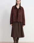Fireladyfur Women's Shearling Coat - Merino Wool Stand - Up Fur Collar Knight's Contract - variant_title