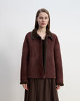 Fireladyfur Women's Shearling Coat - Merino Wool Stand - Up Fur Collar Knight's Contract - variant_title