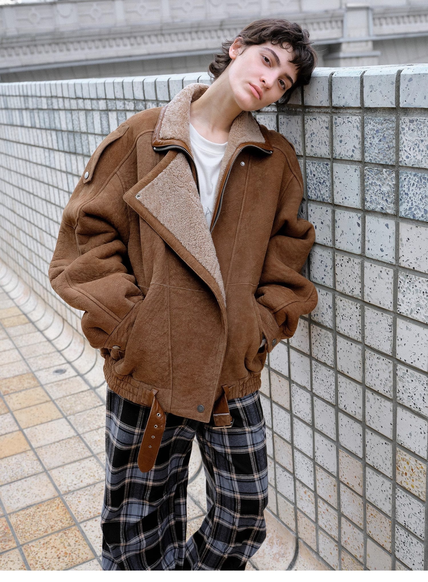 Fireladyfur Women's Shearling Coat - Motorcycle Style Merino Wool Short Jacket Jazz Party - variant_title