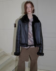 Fireladyfur Women's Shearling Coat - Motorcycle Style Tuscan Wool Short Jacket - variant_title