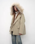 Fireladyfur Women's Shearling Lined Down Parka with Raccoon Fur Collar hood"Coastal Highway II" - variant_title