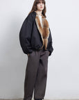 Fireladyfur Women's Short Colorblock Parka with Sable Muskrat Fur Collar and Goose Down"Hull Contract"Firelady Fur