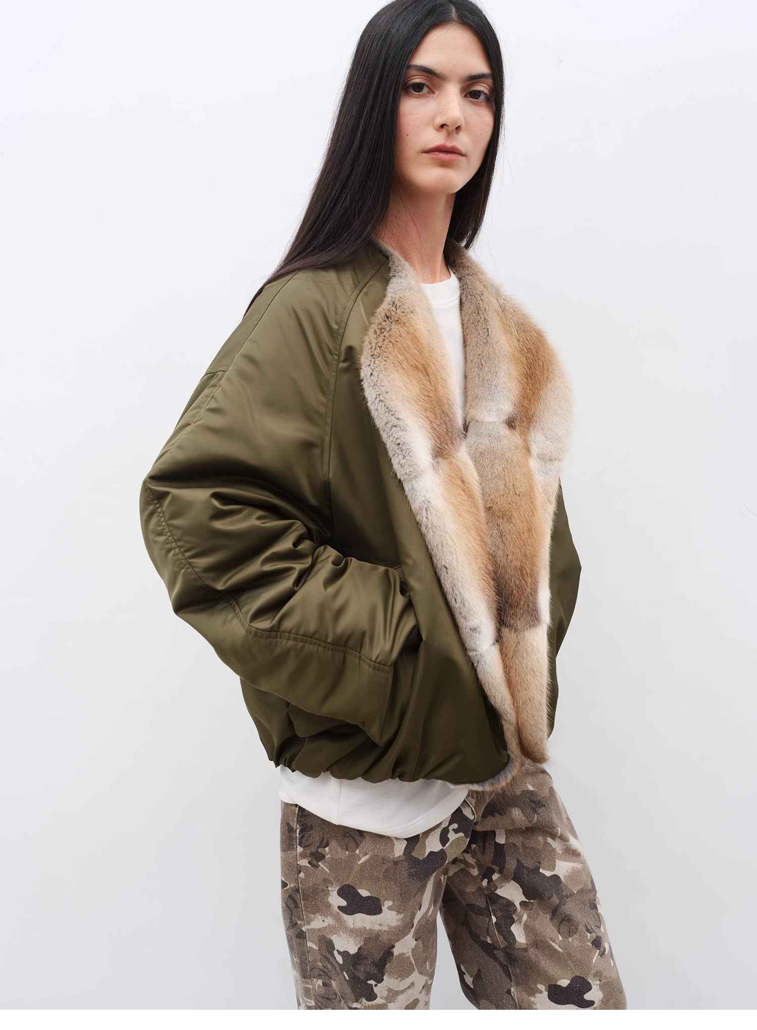 Fireladyfur Women's Short Colorblock Parka with Sable Muskrat Fur Collar and Goose Down"Hull Contract" - variant_title