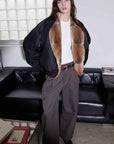 Fireladyfur Women's Short Colorblock Parka with Sable Muskrat Fur Collar and Goose Down"Hull Contract" - variant_title