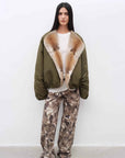 Fireladyfur Women's Short Colorblock Parka with Sable Muskrat Fur Collar and Goose Down"Hull Contract" - variant_title