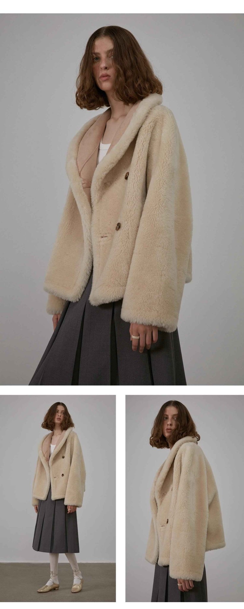 Fireladyfur Women's Short Reversible Vegan Shearling Jacket "Bella Poetry" - variant_title