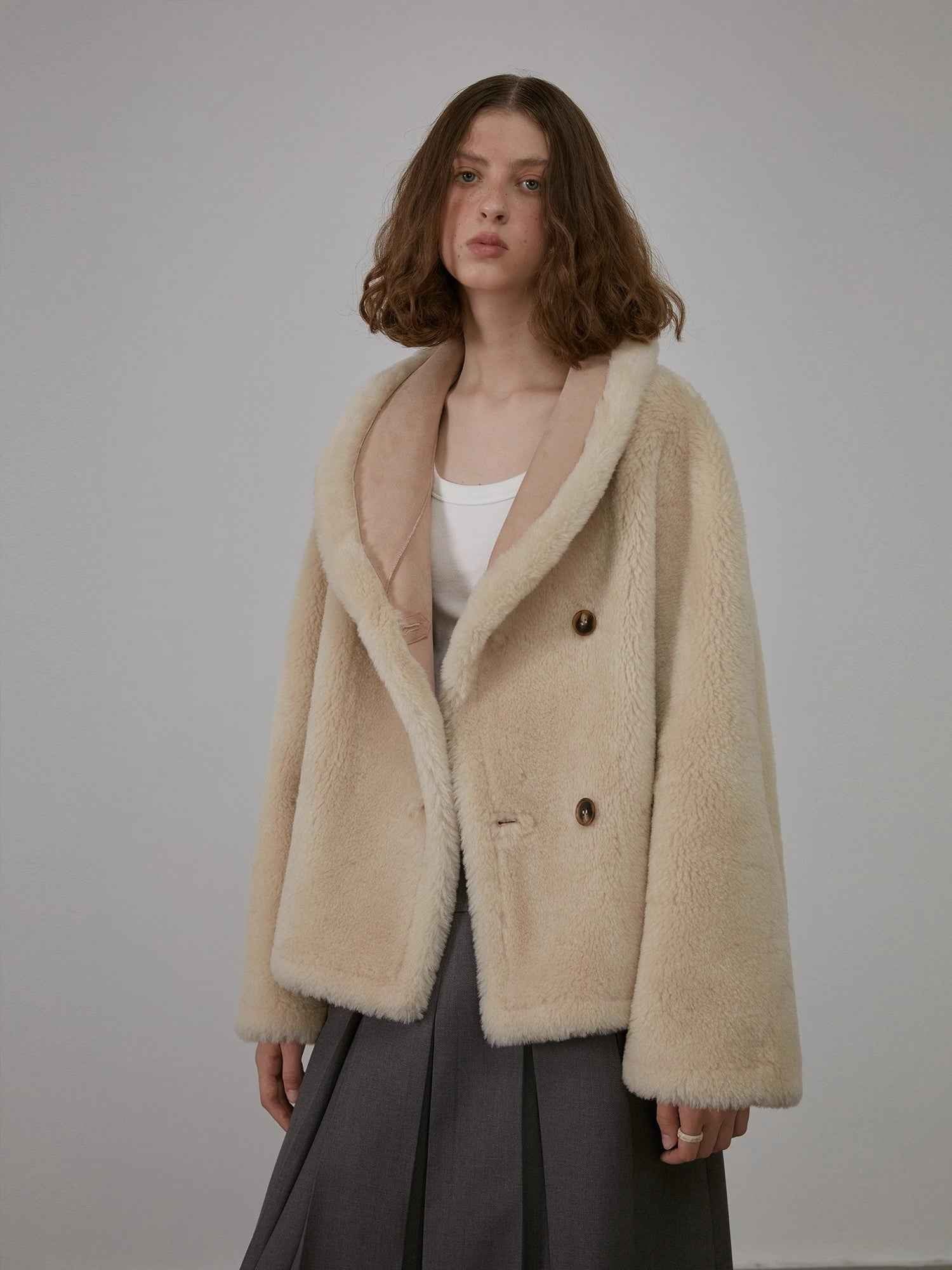 Fireladyfur Women's Short Reversible Vegan Shearling Jacket "Bella Poetry" - variant_title