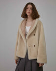 Fireladyfur Women's Short Reversible Vegan Shearling Jacket "Bella Poetry" - variant_title