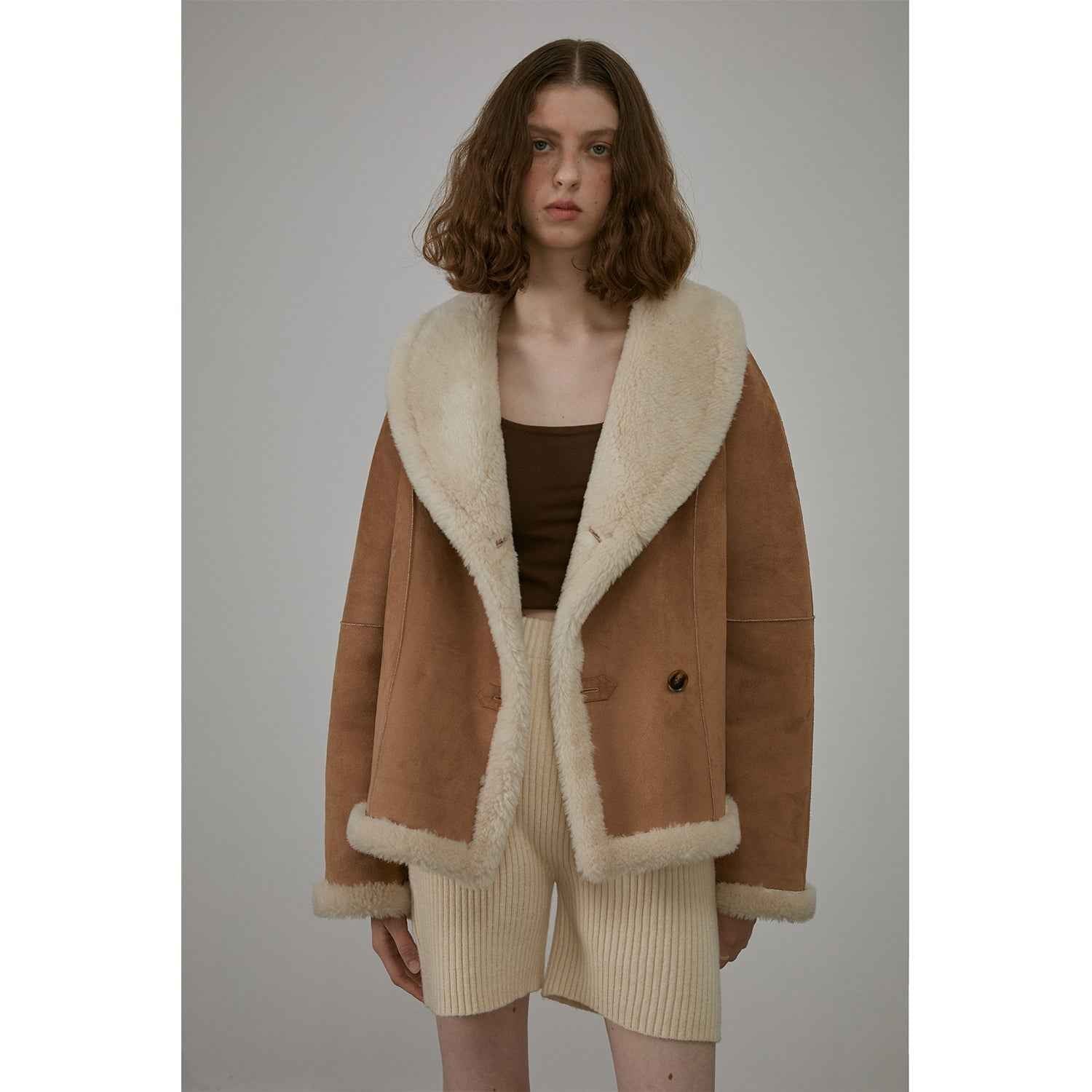 Fireladyfur Women's Short Reversible Vegan Shearling Jacket "Bella Poetry" - variant_title