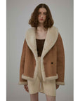 Fireladyfur Women's Short Reversible Vegan Shearling Jacket "Bella Poetry" - variant_title