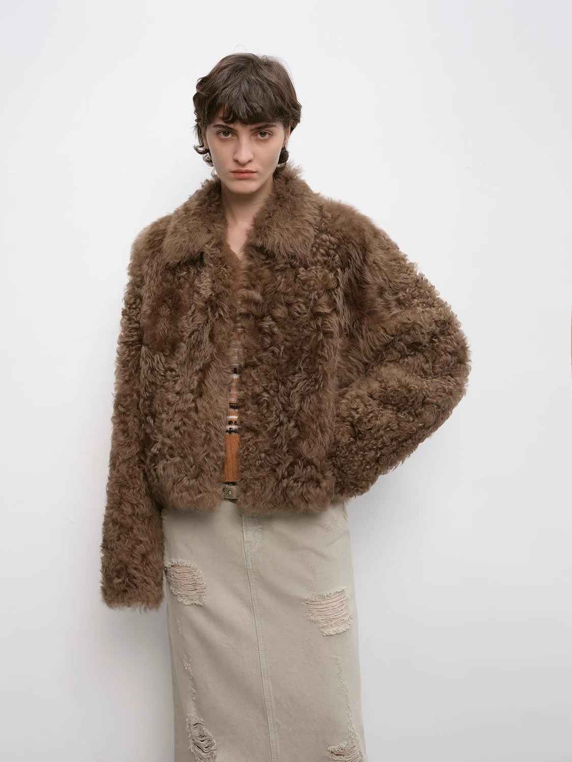 Fireladyfur Women's Soft &amp; Warm Short Wool Sheepskin Coat“Blackmoon Berlin” - variant_title