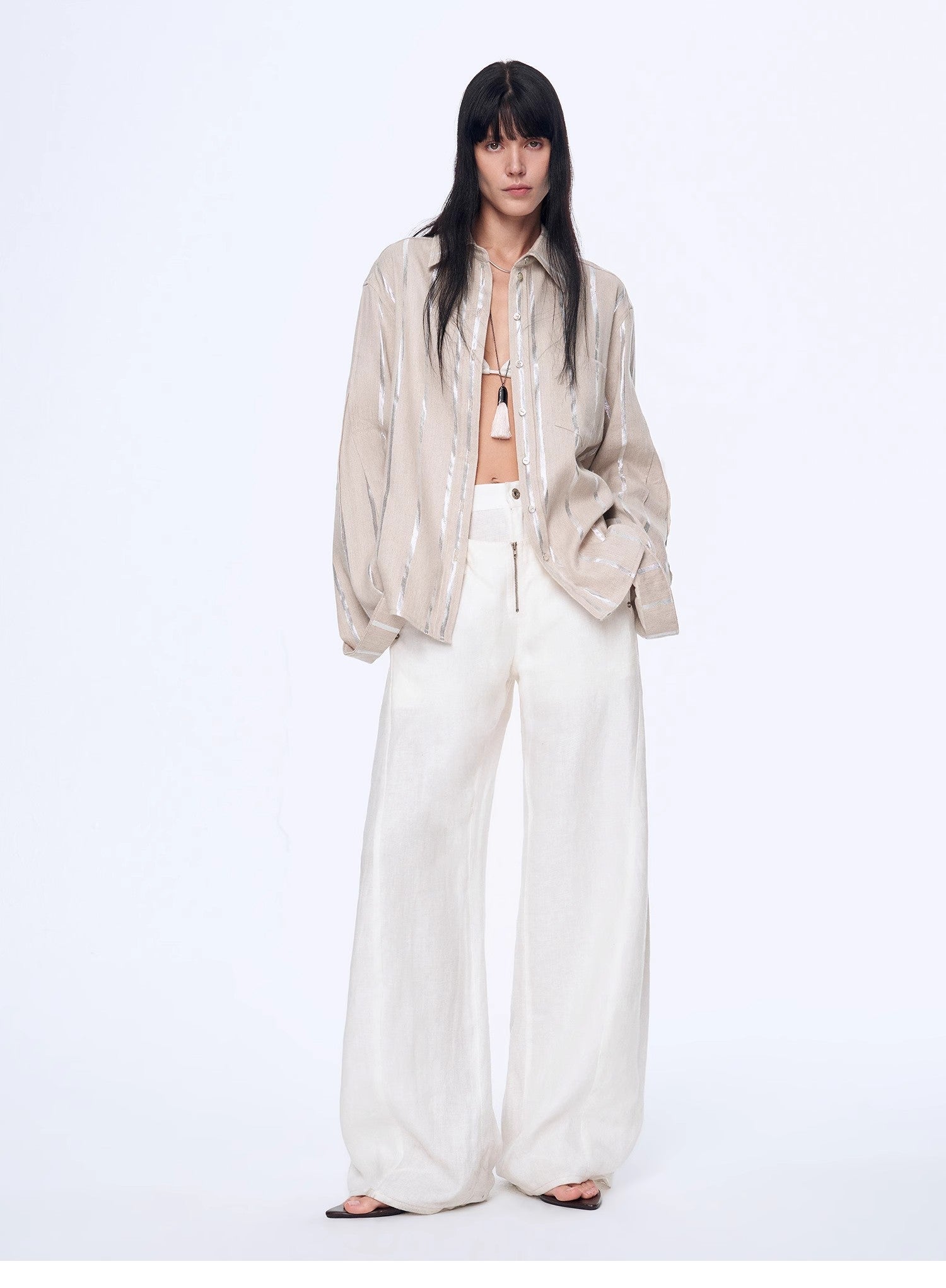 Fireladyfur Women's Stand - up Silhouette Double Waist Linen Trousers"Berlin Street" - variant_title