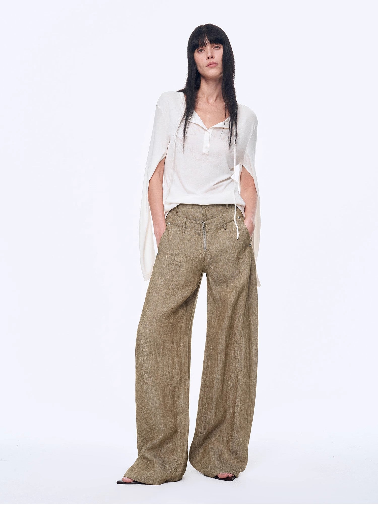 Fireladyfur Women's Stand - up Silhouette Double Waist Linen Trousers"Berlin Street" - variant_title