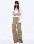 Fireladyfur Women's Stand - up Silhouette Double Waist Linen Trousers"Berlin Street" - variant_title