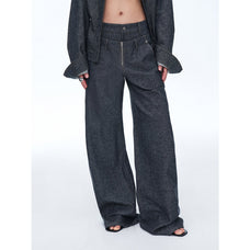 Fireladyfur Women's Stand - up Silhouette Double Waist Linen Trousers"Berlin Street" - variant_title