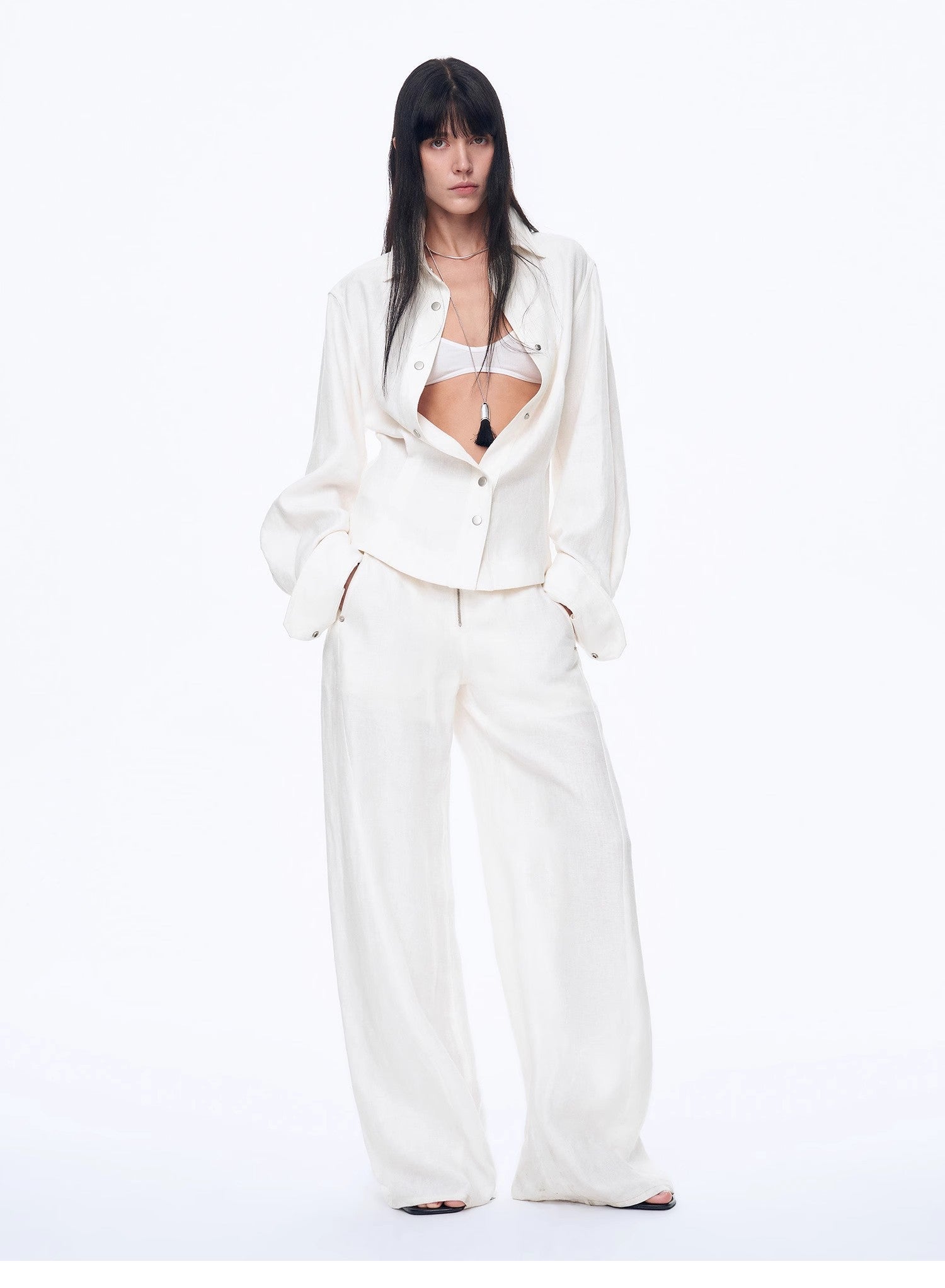 Fireladyfur Women's Stand - up Silhouette Double Waist Linen Trousers"Berlin Street" - variant_title