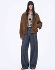 Fireladyfur Women's Stand - up Silhouette Double Waist Linen Trousers"Berlin Street" - variant_title
