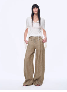 Fireladyfur Women's Stand - up Silhouette Double Waist Linen Trousers"Berlin Street" - variant_title