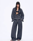 Fireladyfur Women's Stand - up Silhouette Double Waist Linen Trousers"Berlin Street" - variant_title