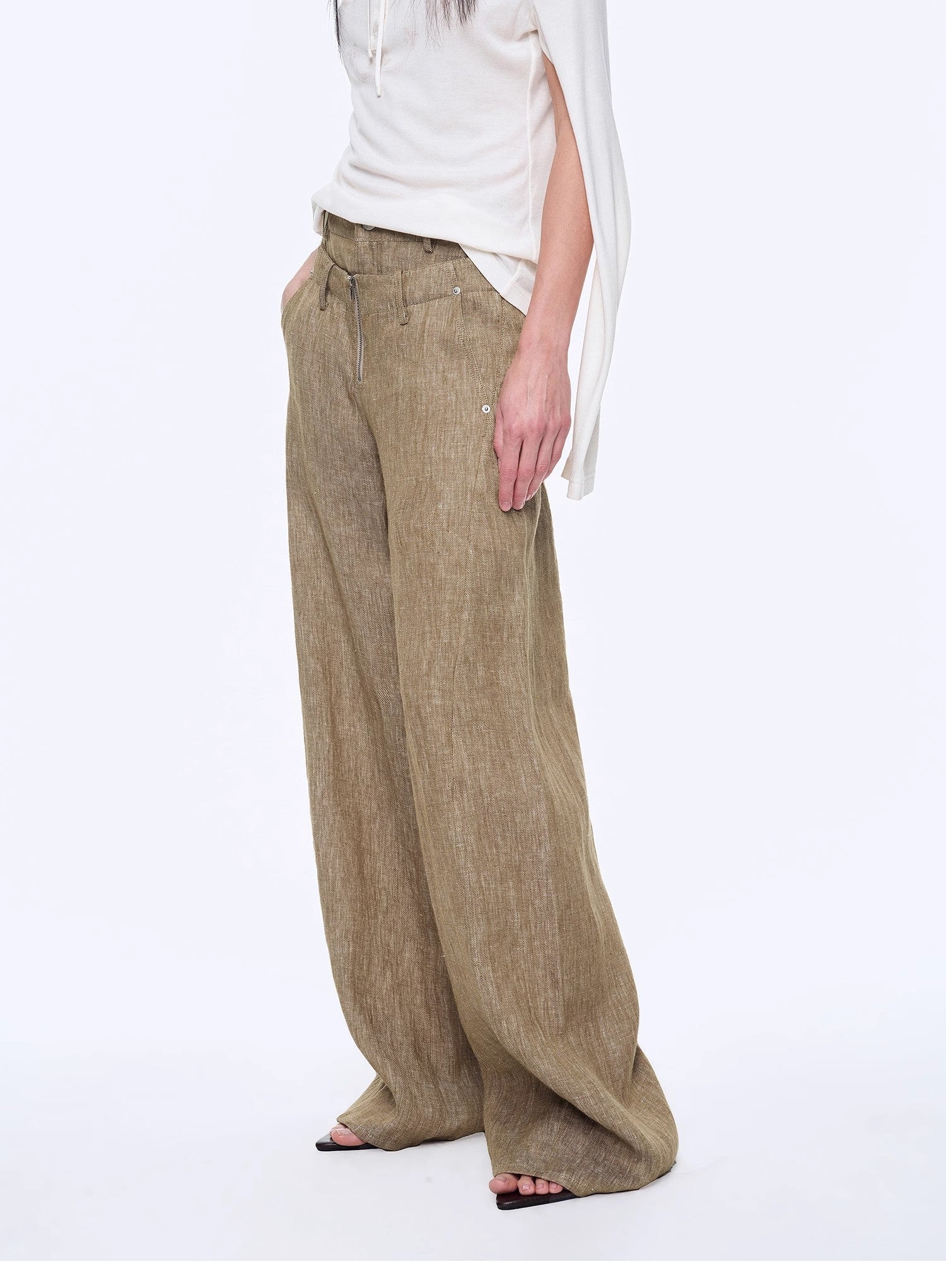 Fireladyfur Women's Stand - up Silhouette Double Waist Linen Trousers"Berlin Street" - variant_title