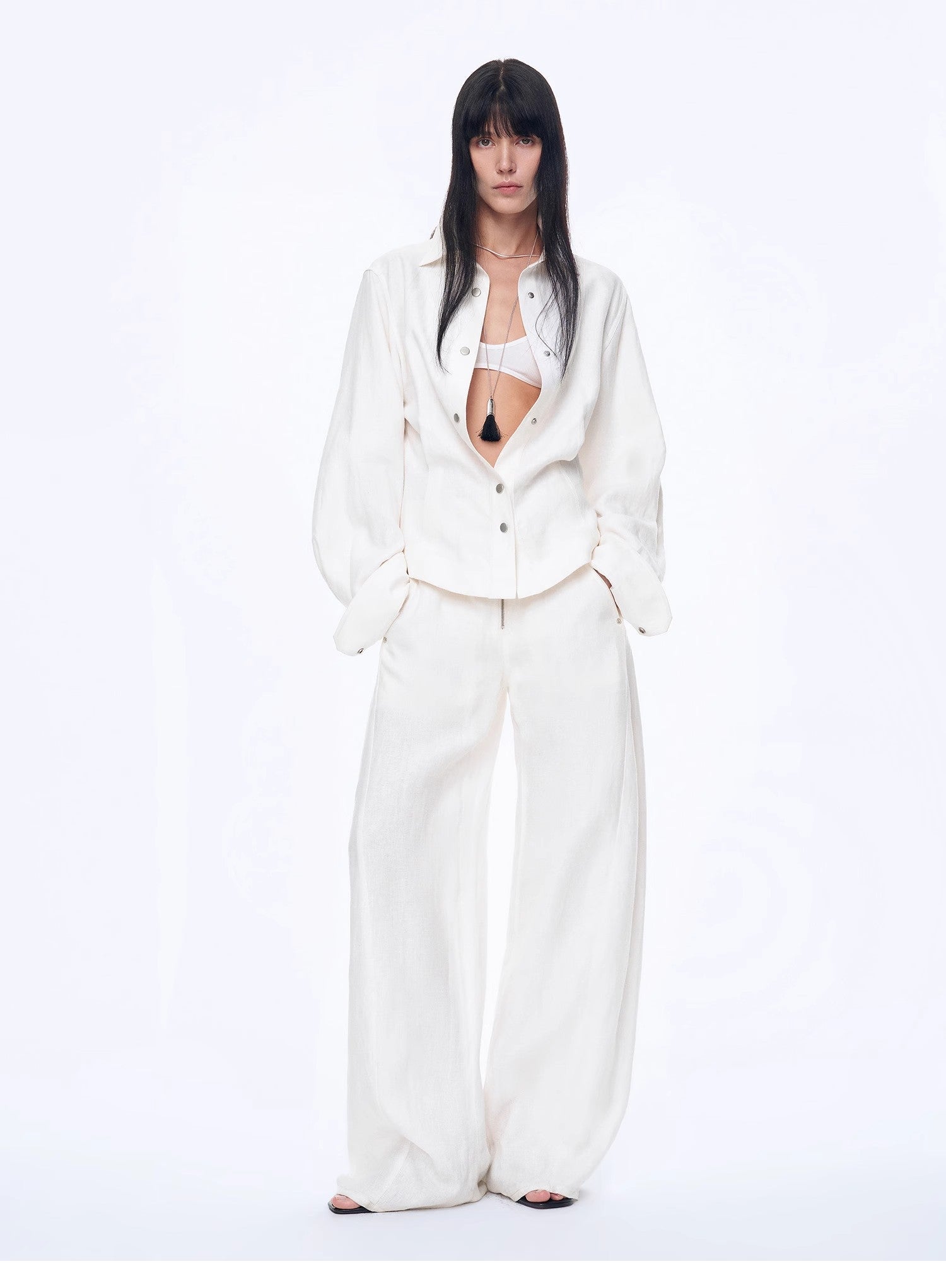 Fireladyfur Women's Stand - up Silhouette Double Waist Linen Trousers"Berlin Street" - variant_title